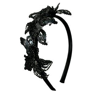 Sparkly Black Sequin Flower Headband